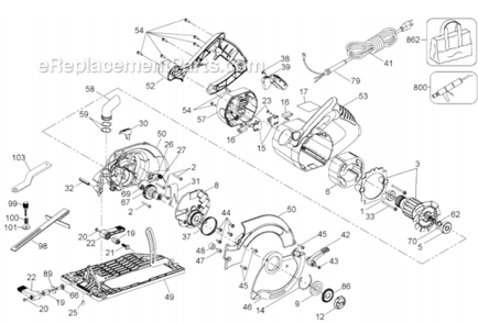 Part Location Diagram of A02179 Porter Cable Blade Bolt